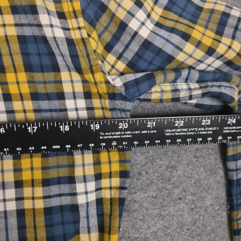 Gap Mens Plaid‎ Flannel Button Down Shirt Blue Yellow White Small Long Sleeve - Picture 10 of 11